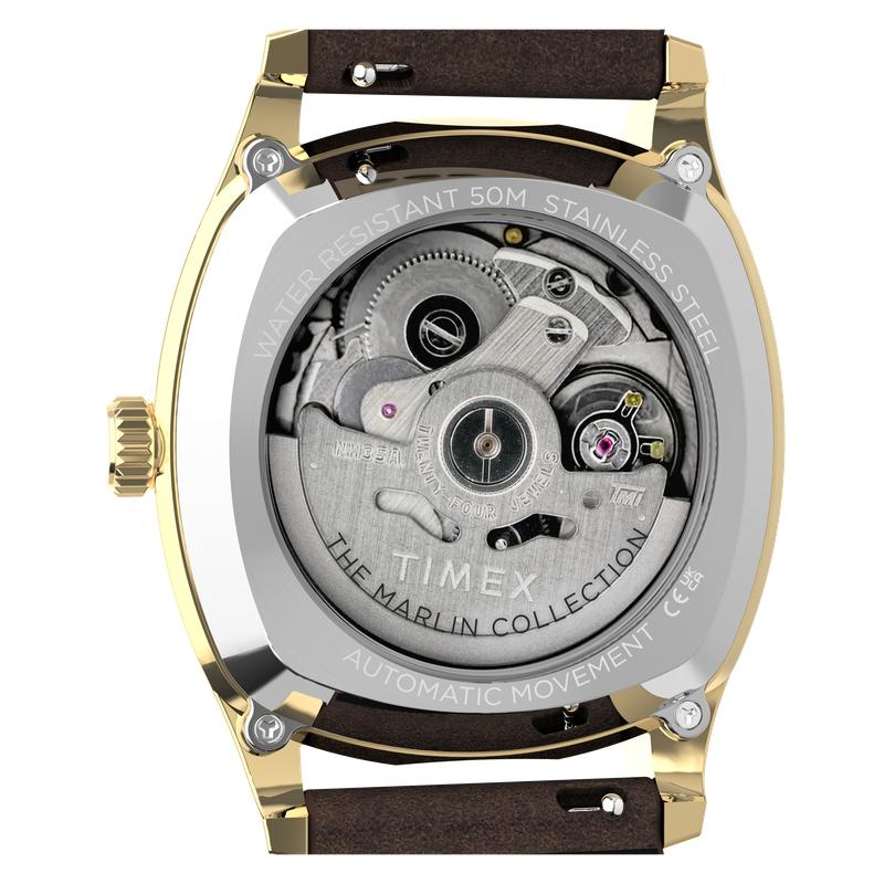 Timex Marlin Chatham Automatic Leather Strap Watch Black Dial