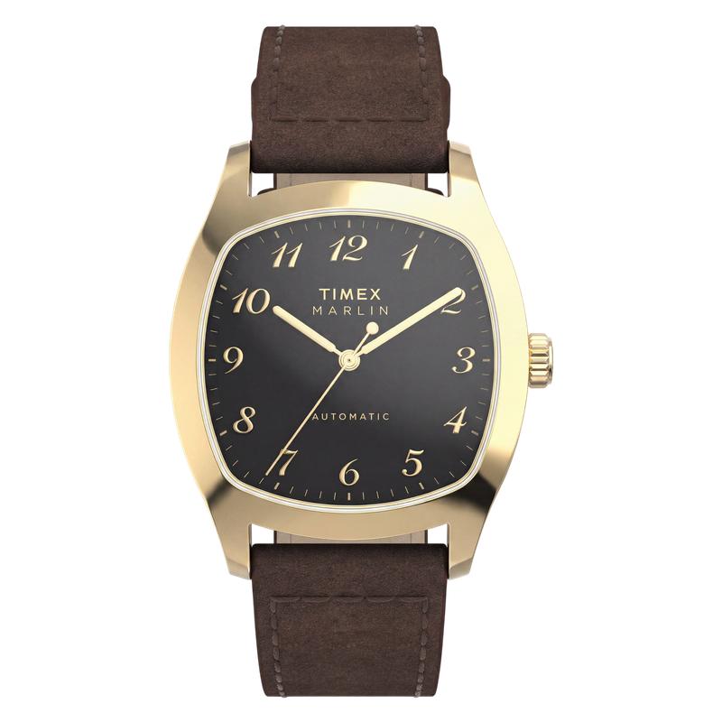 Timex Marlin Chatham Automatic Leather Strap Watch Black Dial