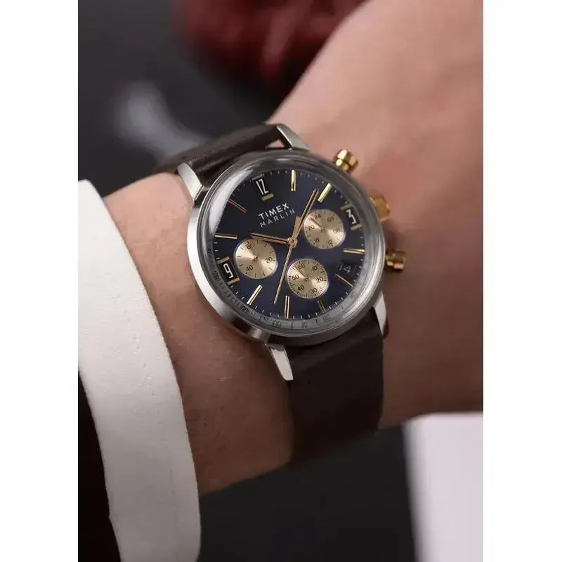 Timex Marlin® Chronograph Tachymeter 40mm Leather Strap Watch