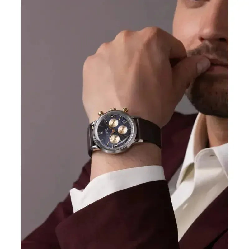 Timex Marlin® Chronograph Tachymeter 40mm Leather Strap Watch