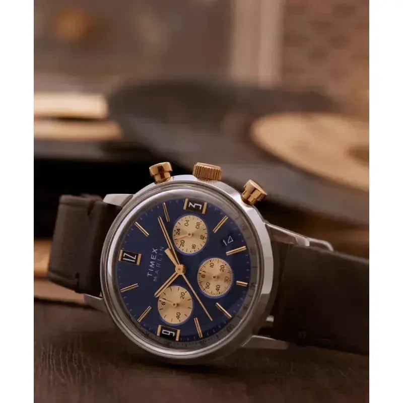 Timex Marlin® Chronograph Tachymeter 40mm Leather Strap Watch