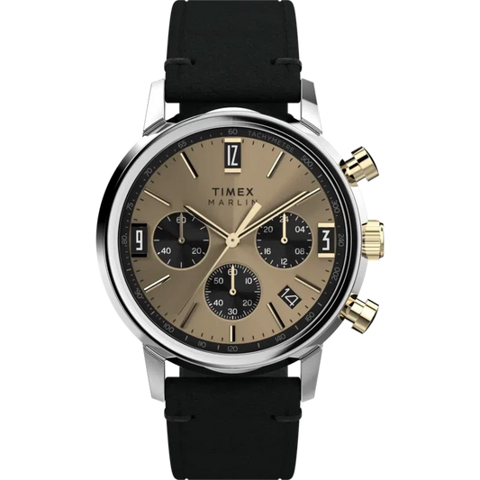 Timex Marlin Chronograph Tachymeter 40mm Leather Strap Watch