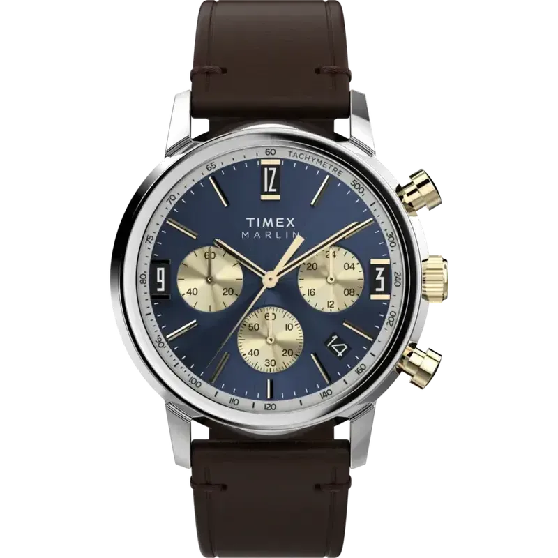 Timex Marlin® Chronograph Tachymeter 40mm Leather Strap Watch