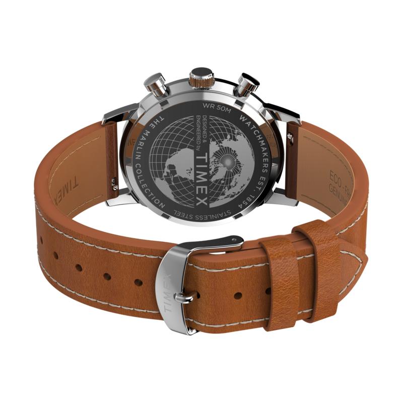 Timex Marlin Chronograph Tachymeter Leather Strap Watch