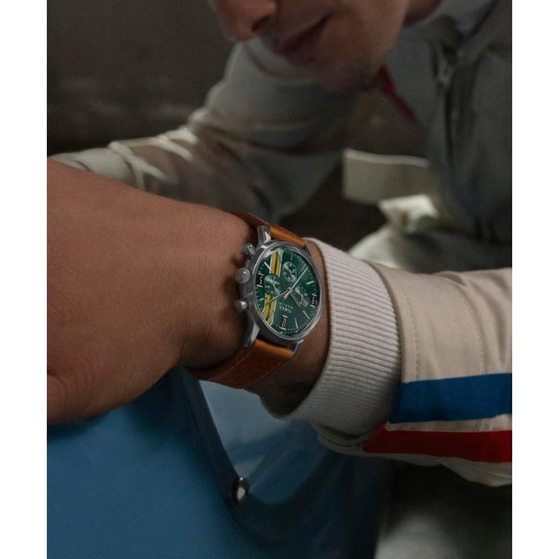 Timex Marlin Chronograph Tachymeter Leather Strap Watch