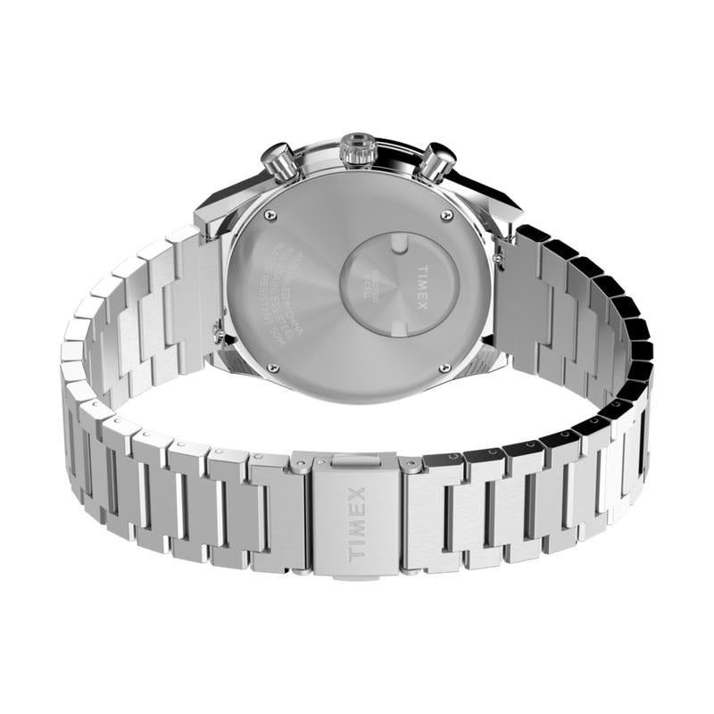Timex Q Chronograph Stainless Steel Bracelet Watch Retro Racing