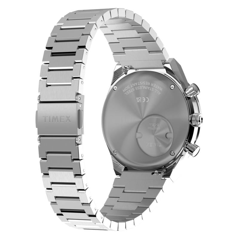 Timex Q Timex Chronograph Stainless Steel Bracelet Watch Green Dial
