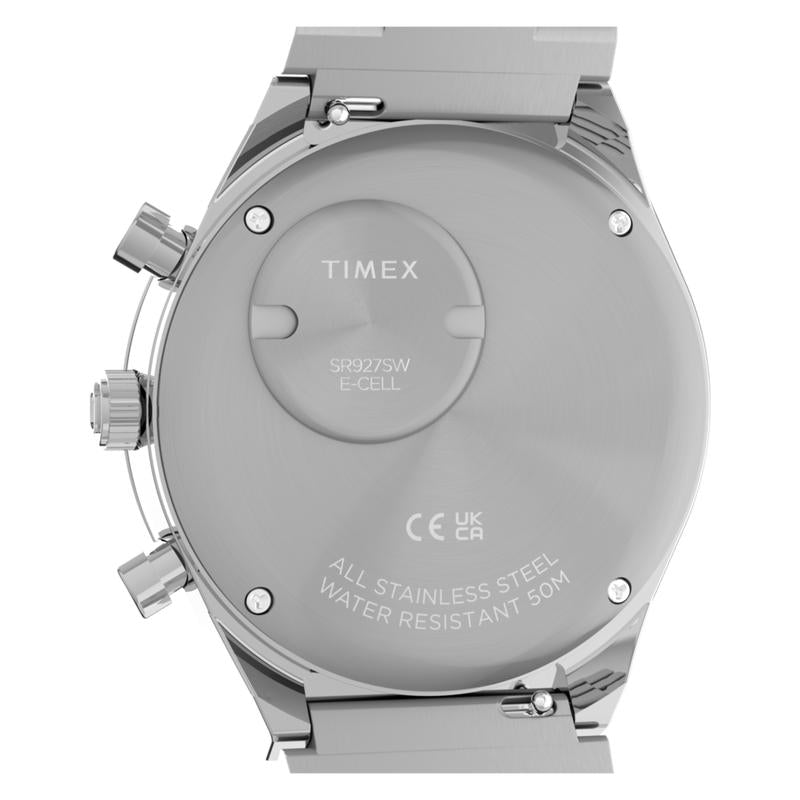 Timex Q Timex Chronograph Stainless Steel Bracelet Watch Green Dial