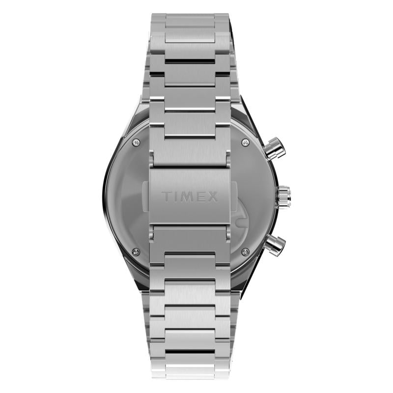 Timex Q Timex Chronograph Stainless Steel Bracelet Watch Green Dial