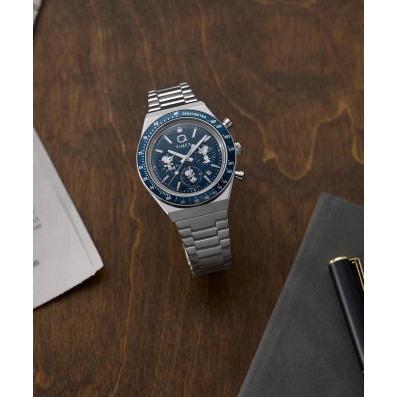 Timex Q Timex Chronograph Stainless Steel Bracelet Watch