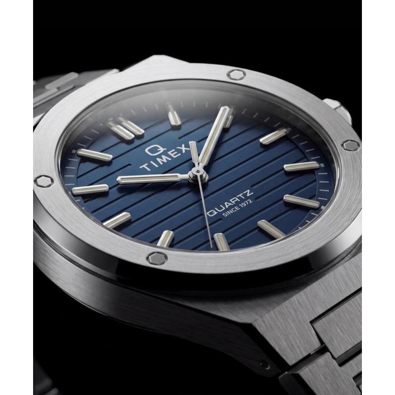 Timex Q Timex Marbella Stainless Steel Bracelet Watch Blue Dial