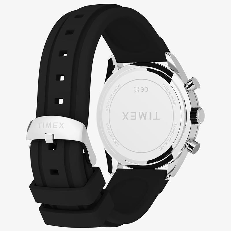 Timex Ridgefield Chronograph Silicone Strap Watch Black Dial