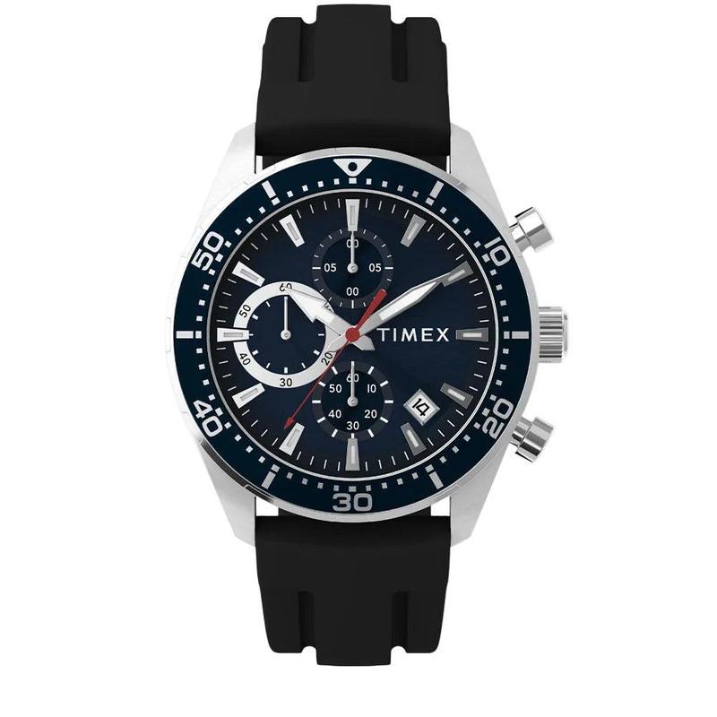 Timex Ridgefield Chronograph Silicone Strap Watch Black Dial