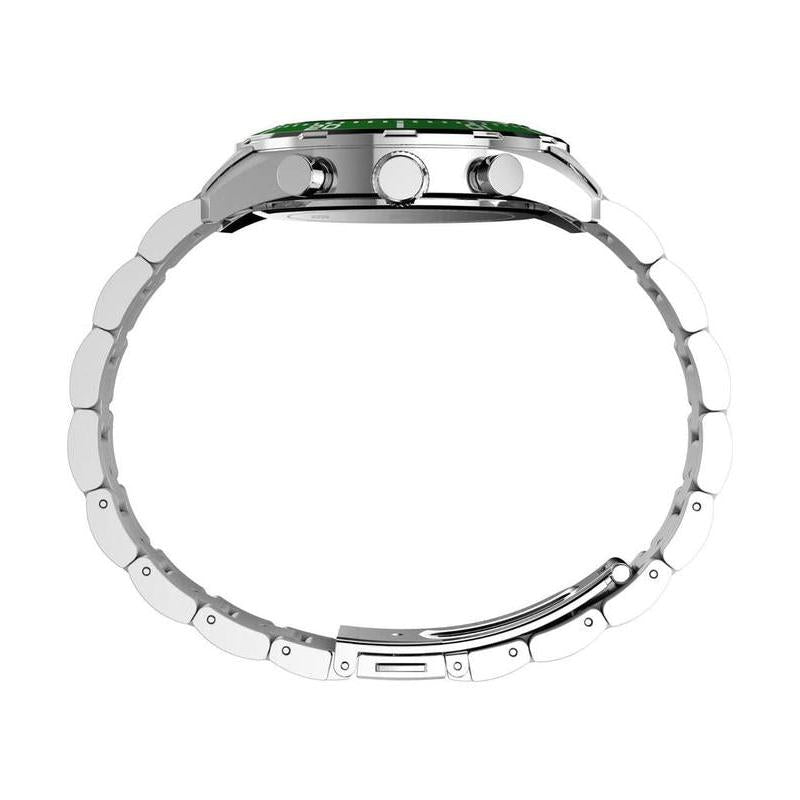 Timex Ridgefield Chronograph Stainless Steel Bracelet Watch Green Dial