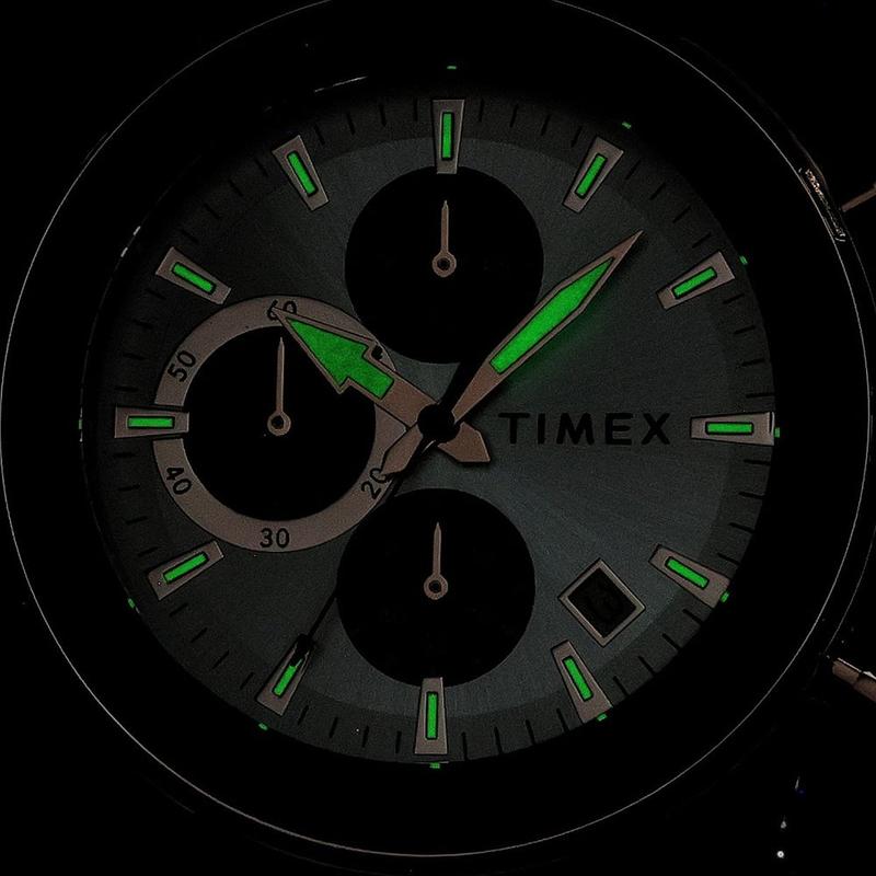 Timex Ridgefield Chronograph Stainless Steel Bracelet Watch Light Blue Dial