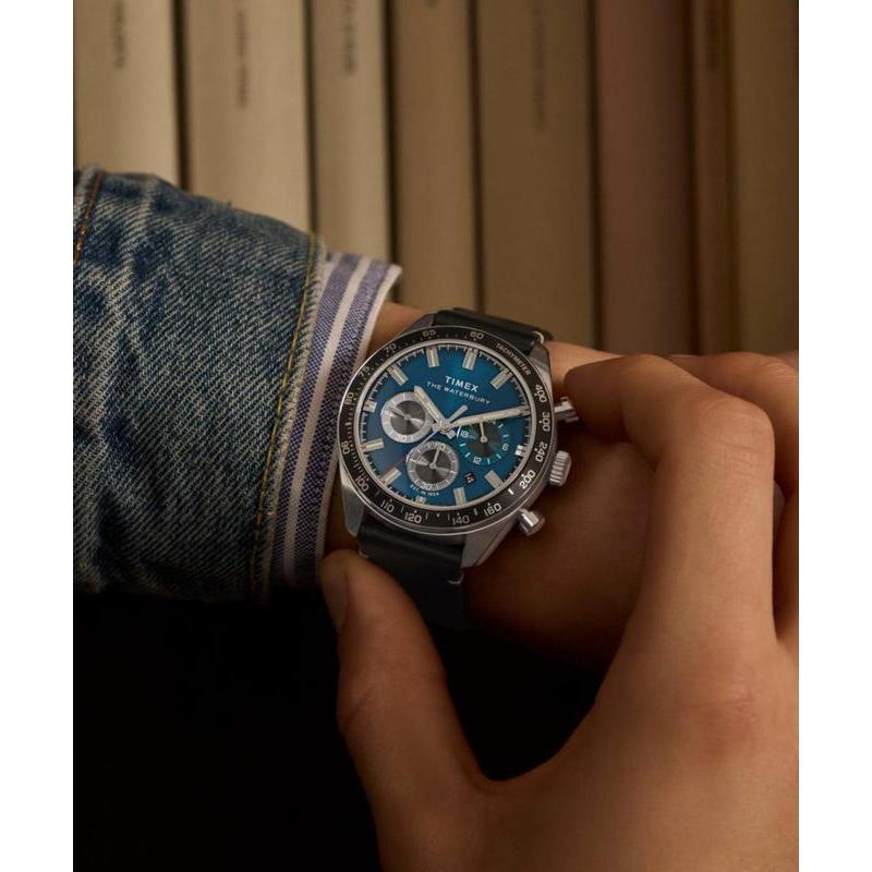 Timex Waterbury Traditional Chronograph Leather Strap Watch