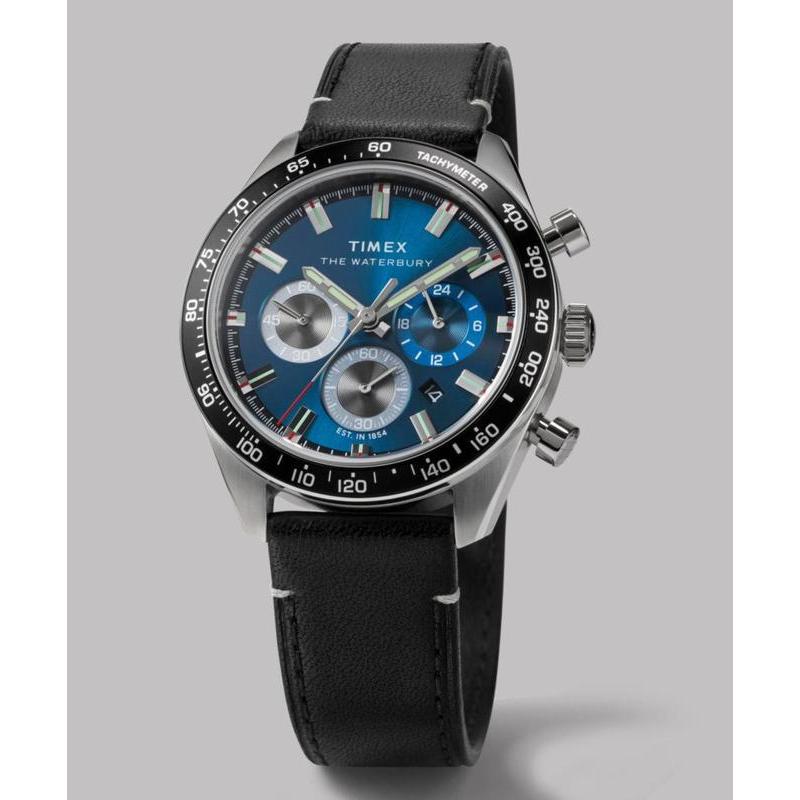 Timex Waterbury Traditional Chronograph Leather Strap Watch