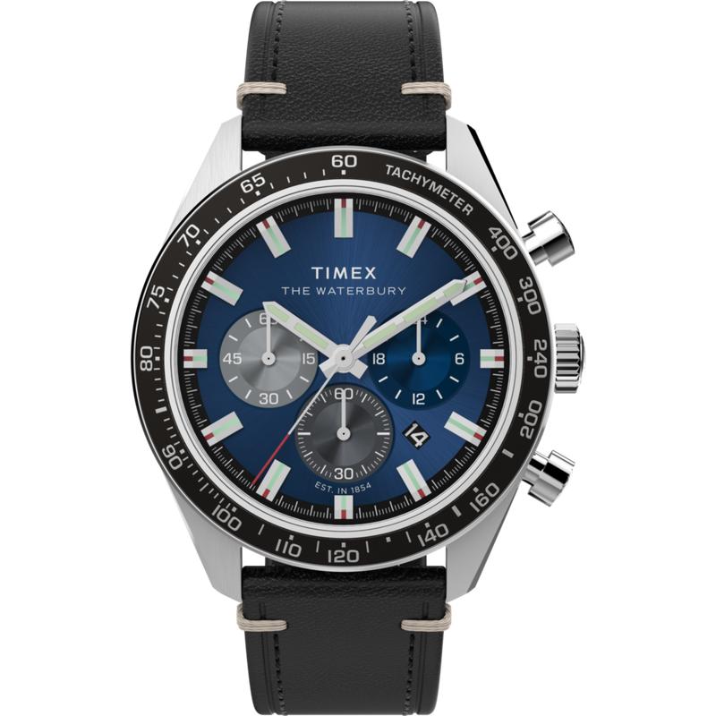 Timex Waterbury Traditional Chronograph Leather Strap Watch