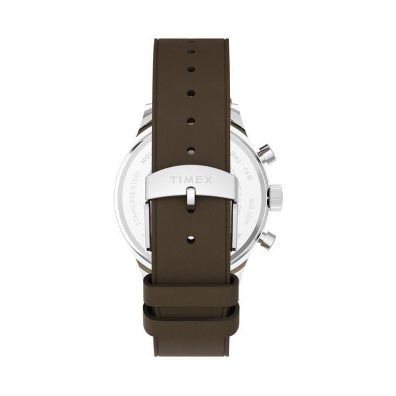 Timex Weekender New England Chronograph Leather Strap Watch Black Dial