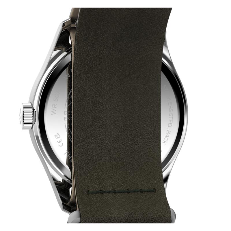 Timex Weekender New England Leather Strap Watch Green Strap