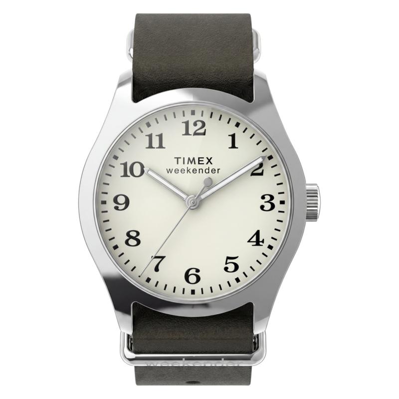 Timex Weekender New England Leather Strap Watch Green Strap