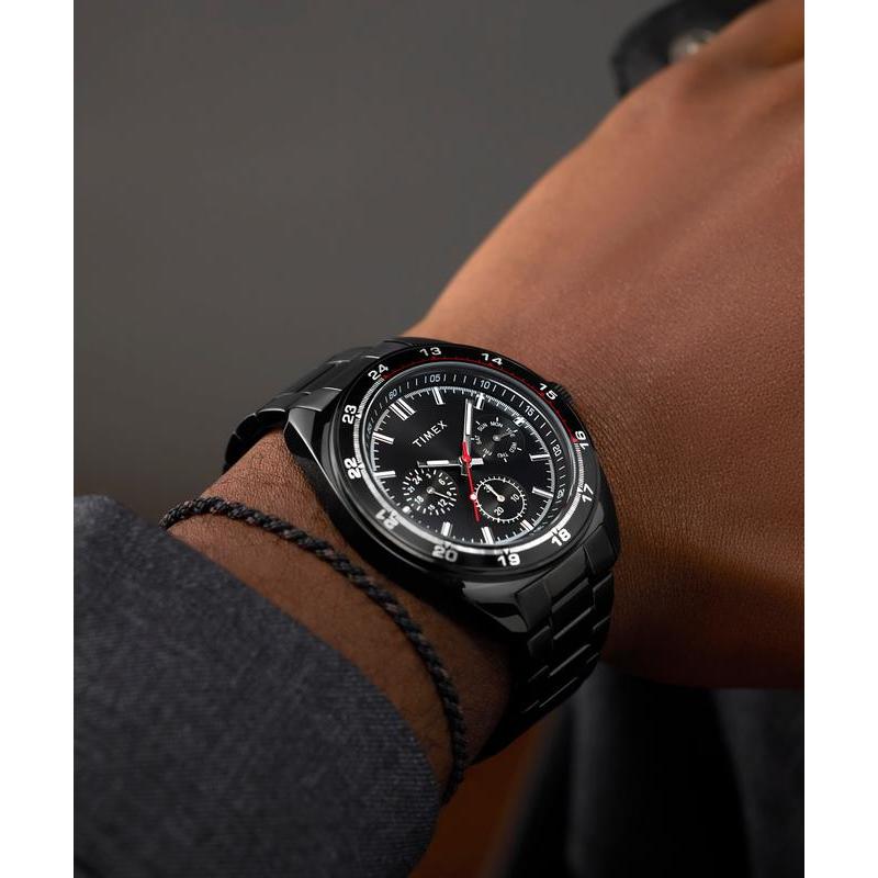 Timex Weston Black Dial Stainless Steel Watch