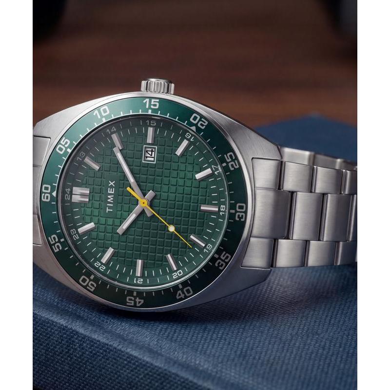 Timex Weston Stainless Steel Bracelet Watch Green Dial