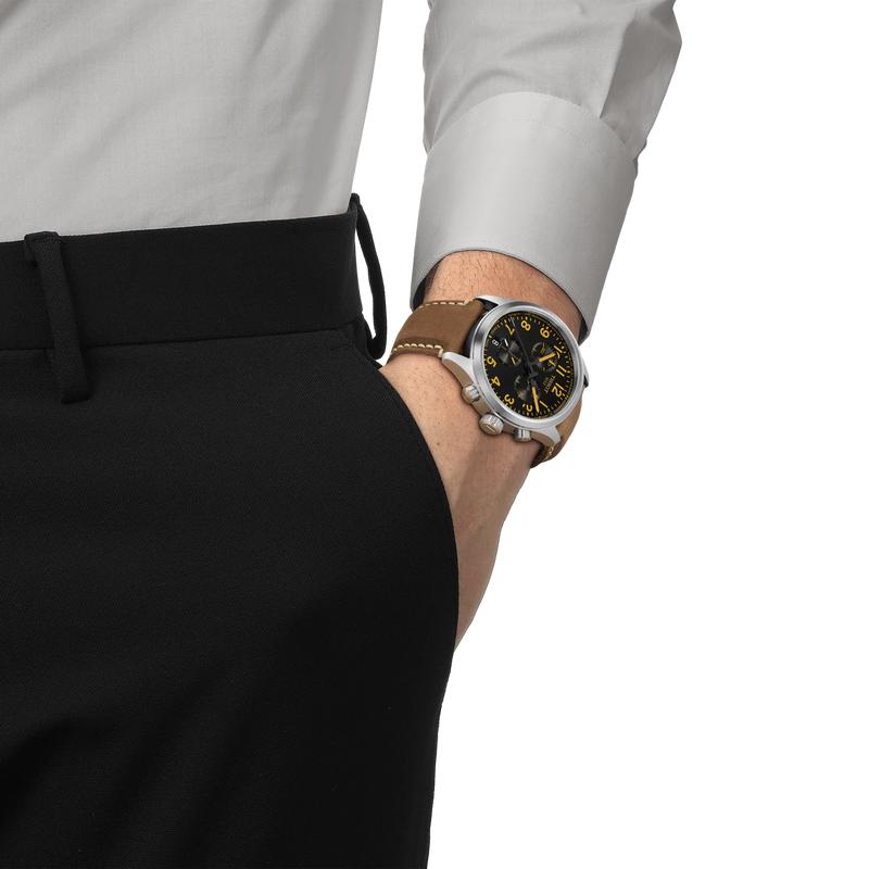 Tissot Chrono Black Dial Tan Leather Watch T116.417.16.052.01