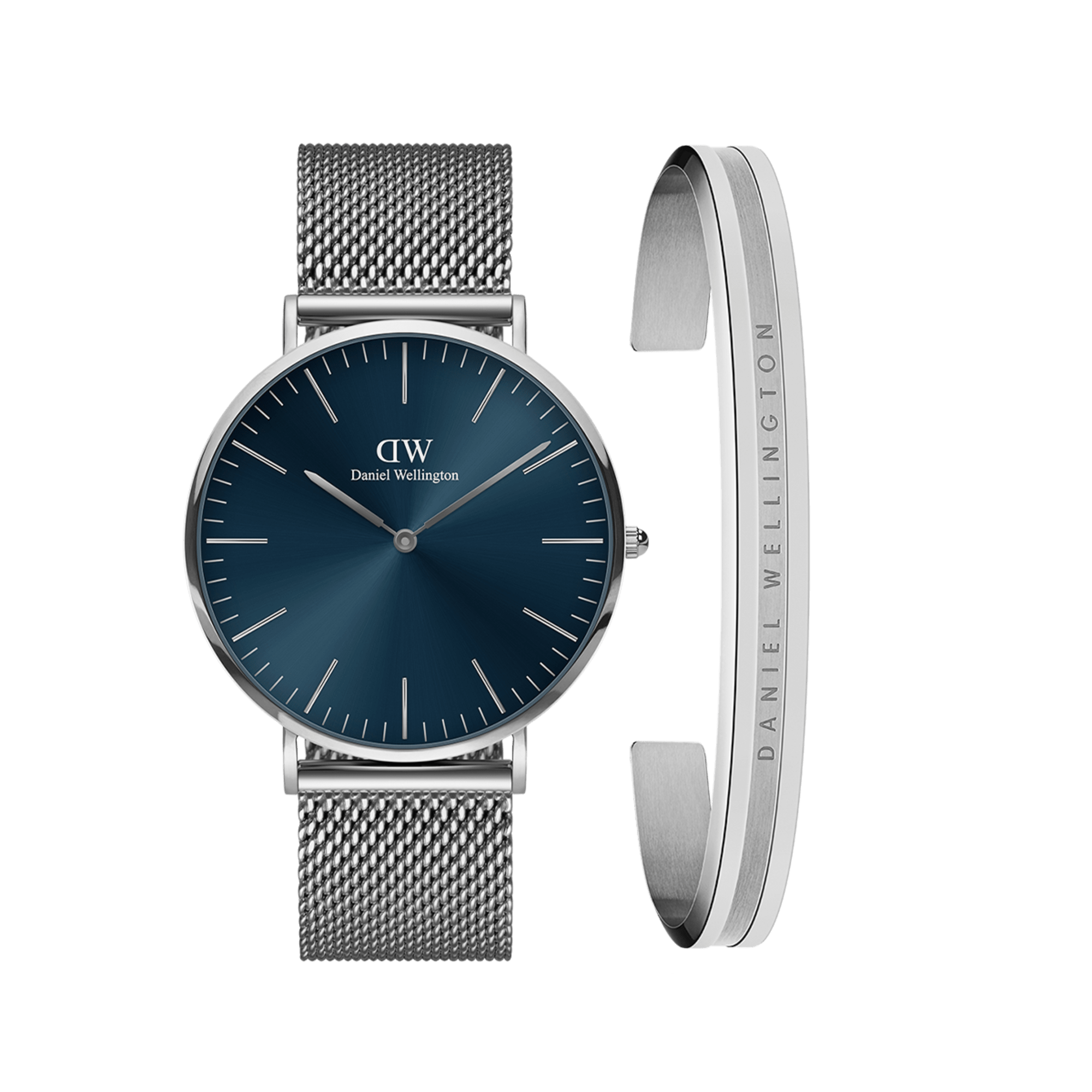Daniel Wellington Bundle : Classic Mesh Arctic + Elan Bracelet Silver