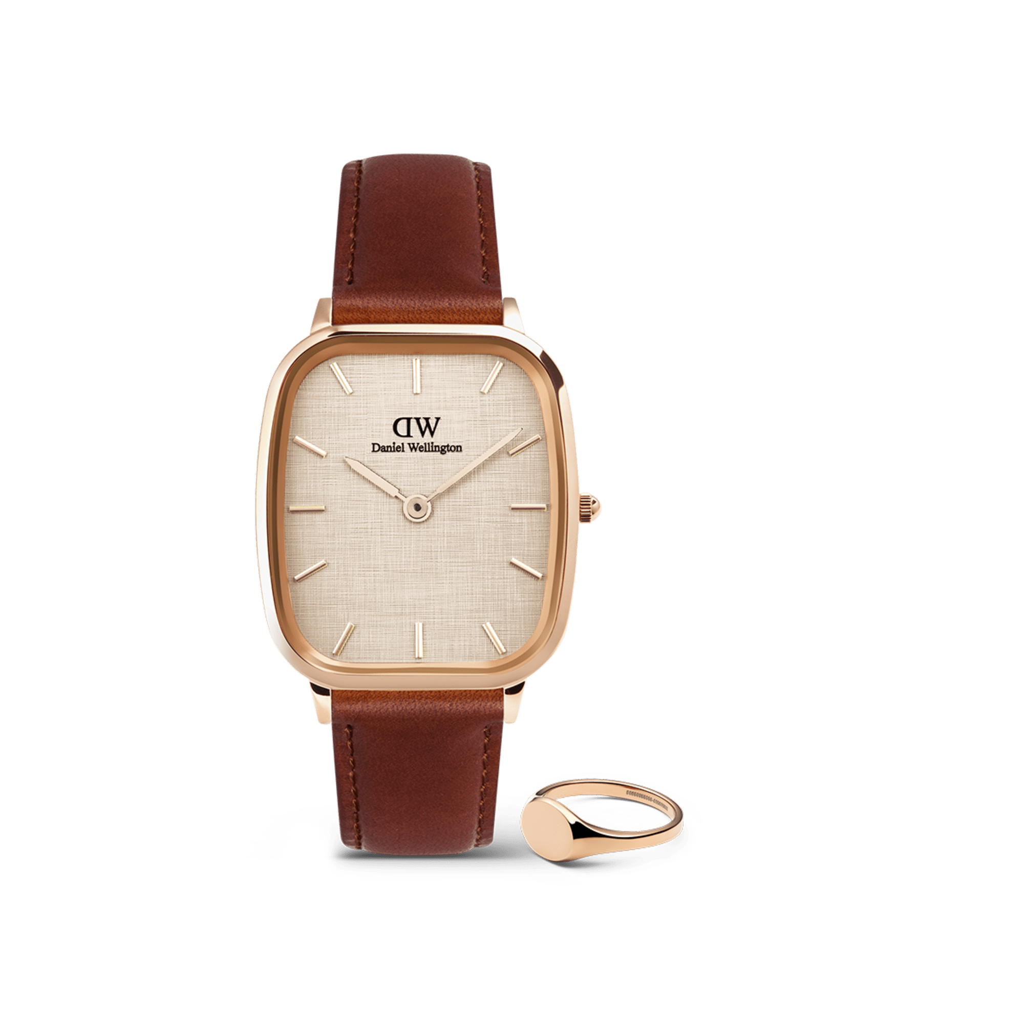 Daniel Wellington Bundle : Marlon & Classic Mini Signet Ring Rose Gold Set