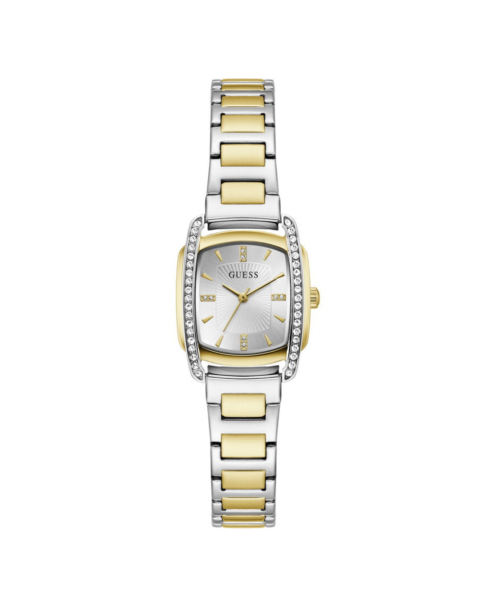 Guess ETTA GW1096L3 Women's Square Watch Bicolor Case Silver Dial