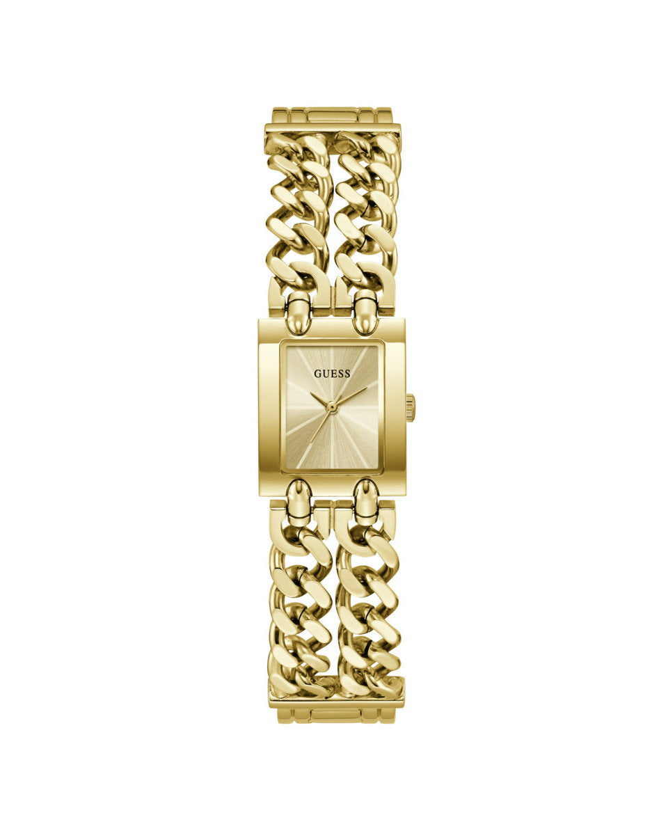 Guess Micro Mod GW1112L1 Women's Rectangular Watch Gold Case Champagne Dial