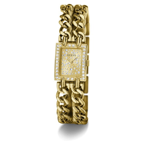 Guess Micro Mod GW1113L2 Women's Rectangular Watch Gold Case Champagne Dial