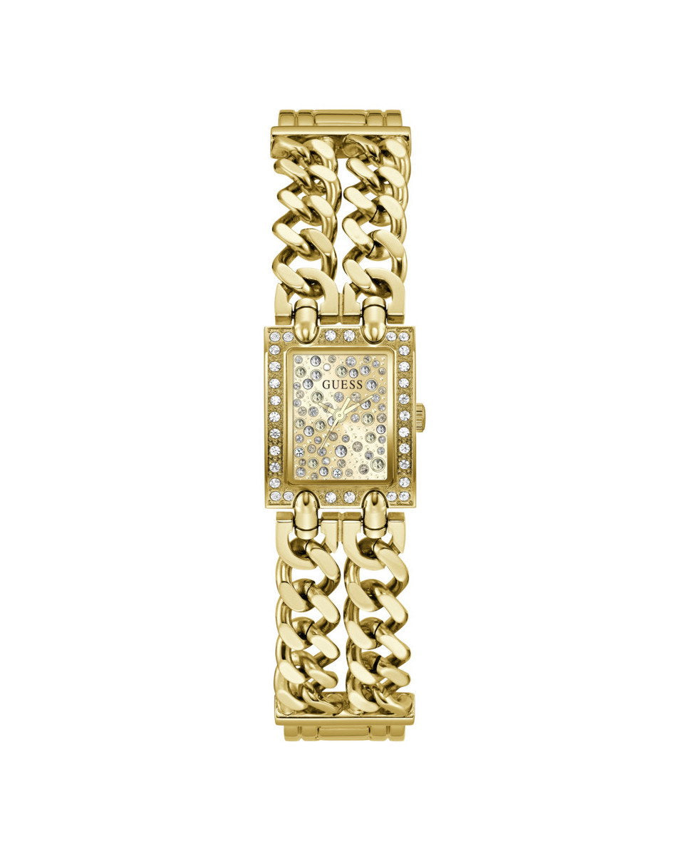 Guess Micro Mod GW1113L2 Women's Rectangular Watch Gold Case Champagne Dial