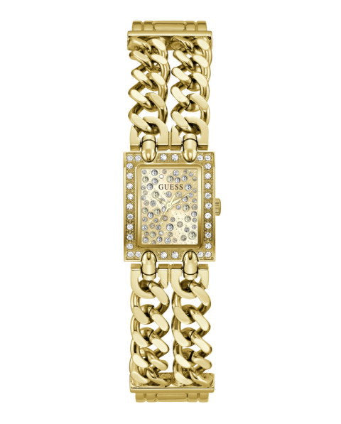 Guess Micro Mod GW1113L2 Women's Rectangular Watch Gold Case Champagne Dial