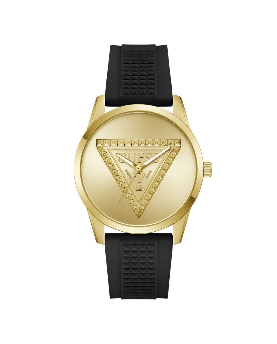 Guess Mogul GW1143G2 Men's Watch Gold Case Black Silicone Strap