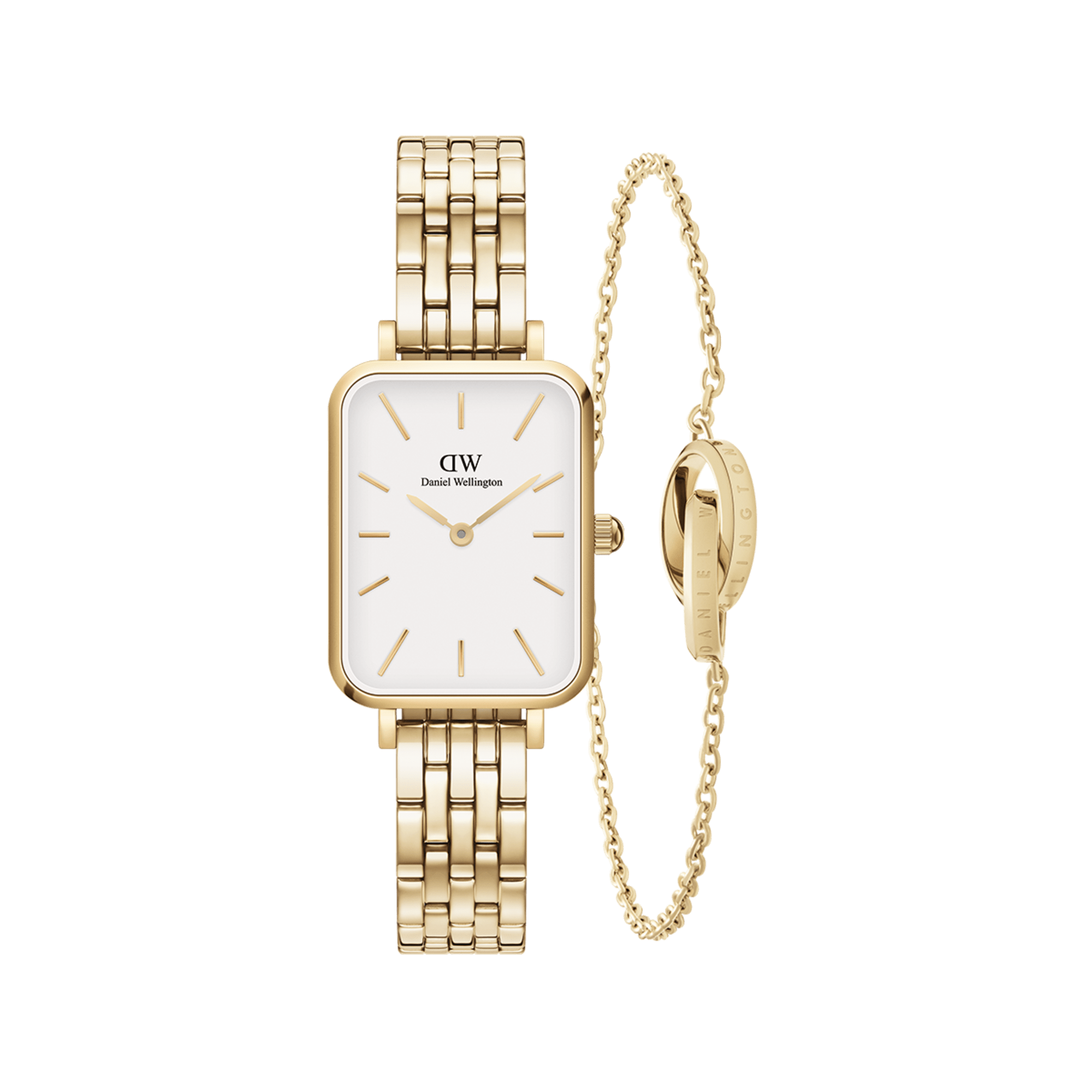 Daniel Wellington Bundle : Quadro 5-Link Evergold & Elan Unity Bracelet