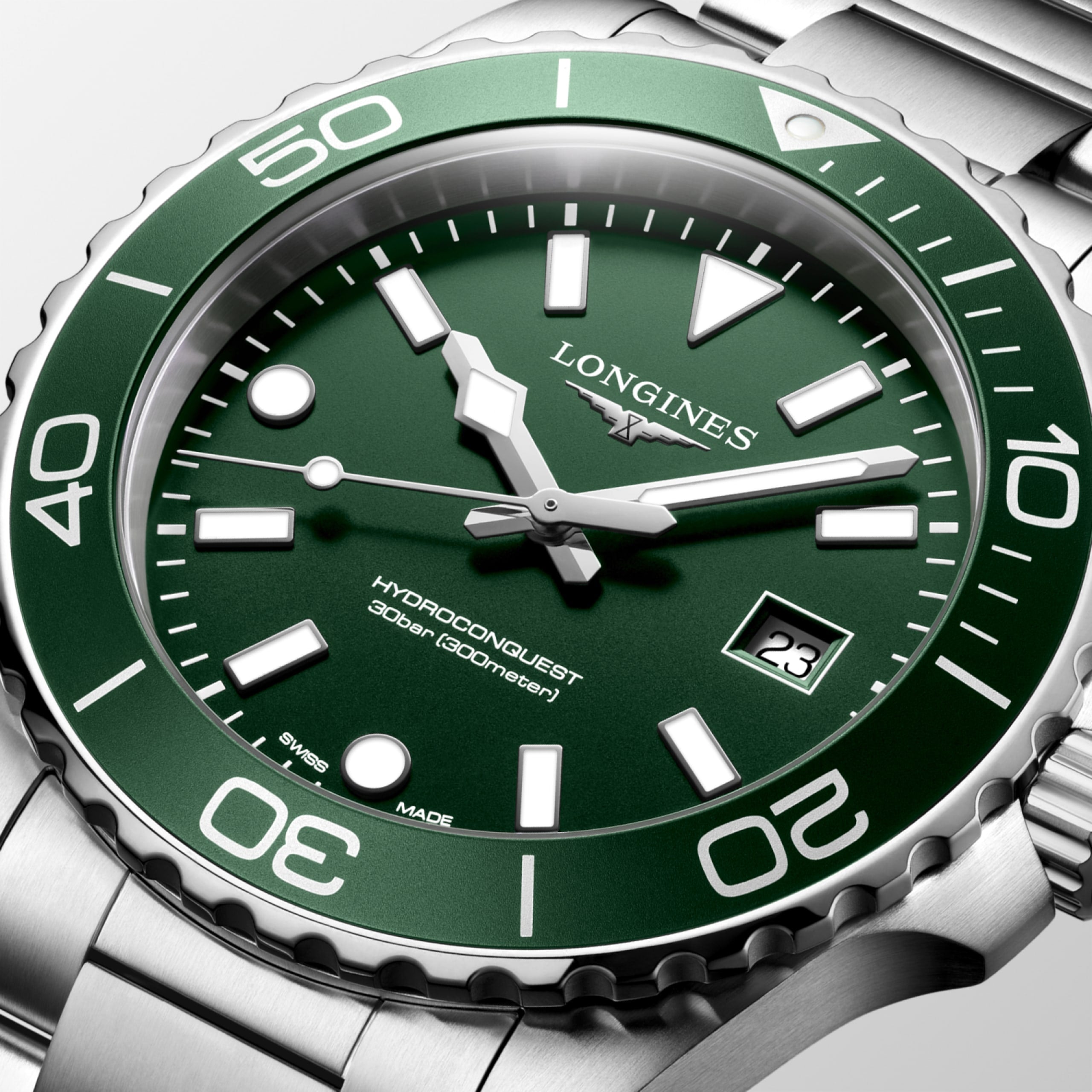 Longines HydroConquest L3.769.4.06.6 Quartz Watch Green Dial