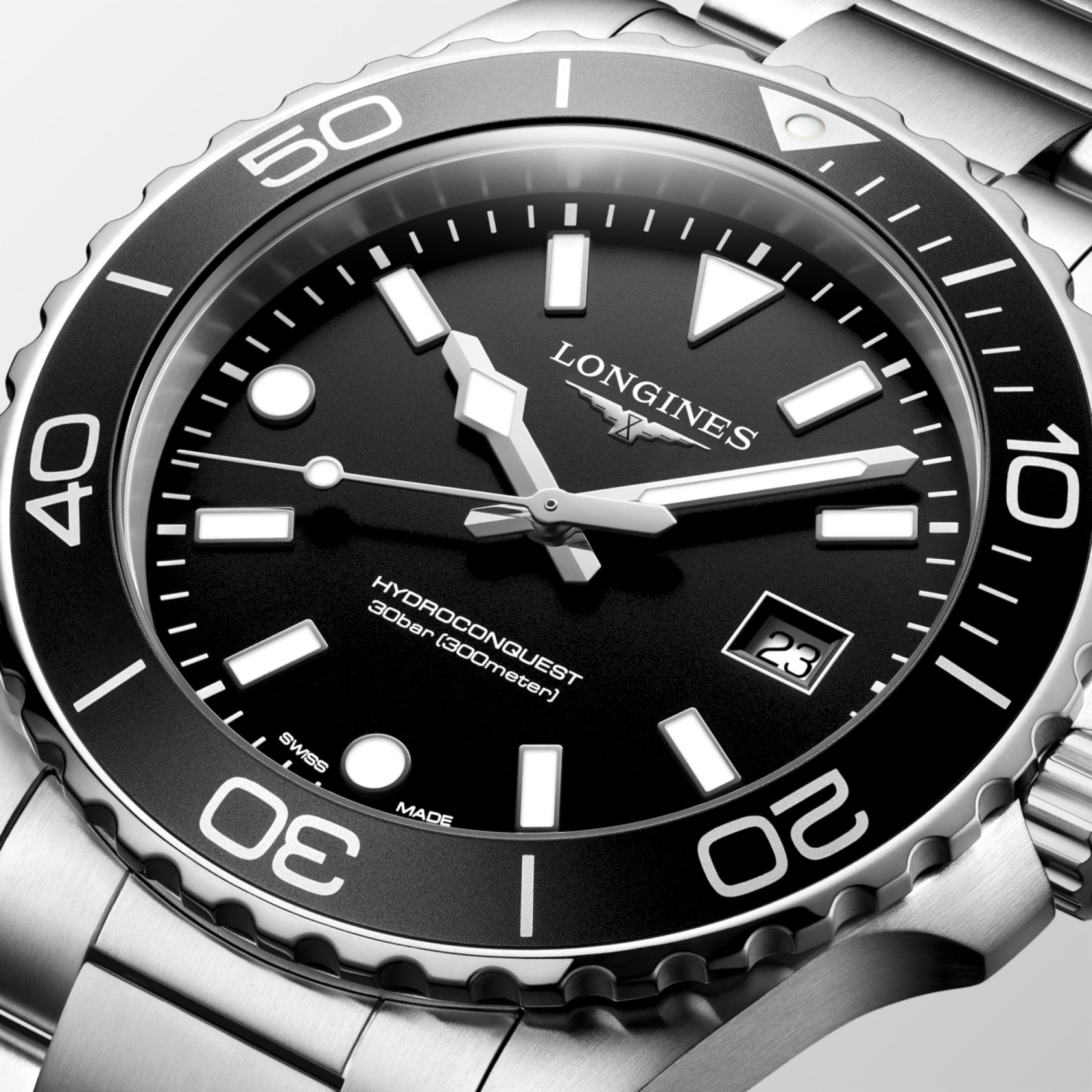 Longines HydroConquest L3.769.4.56.6 Quartz Watch Black Dial