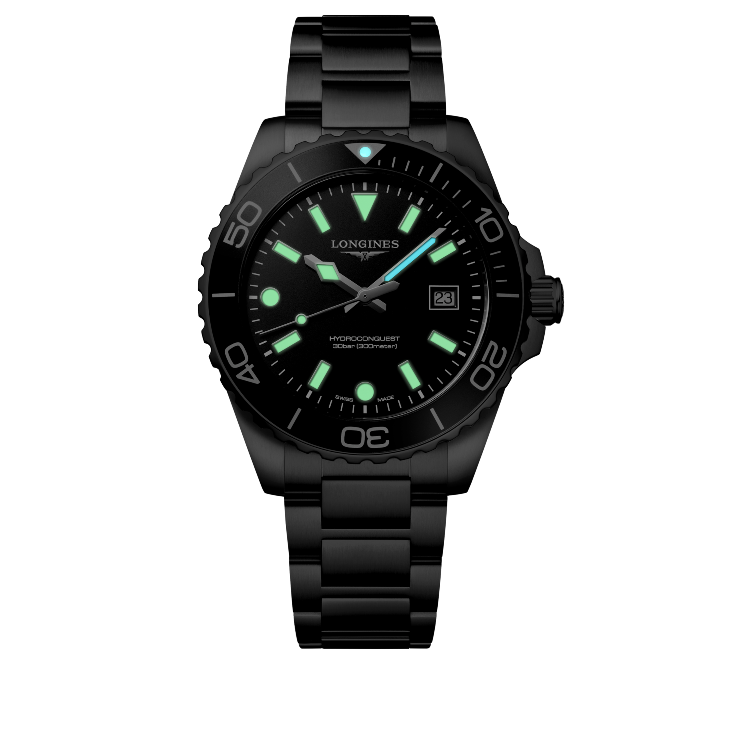 Longines HydroConquest L3.769.4.56.6 Quartz Watch Black Dial