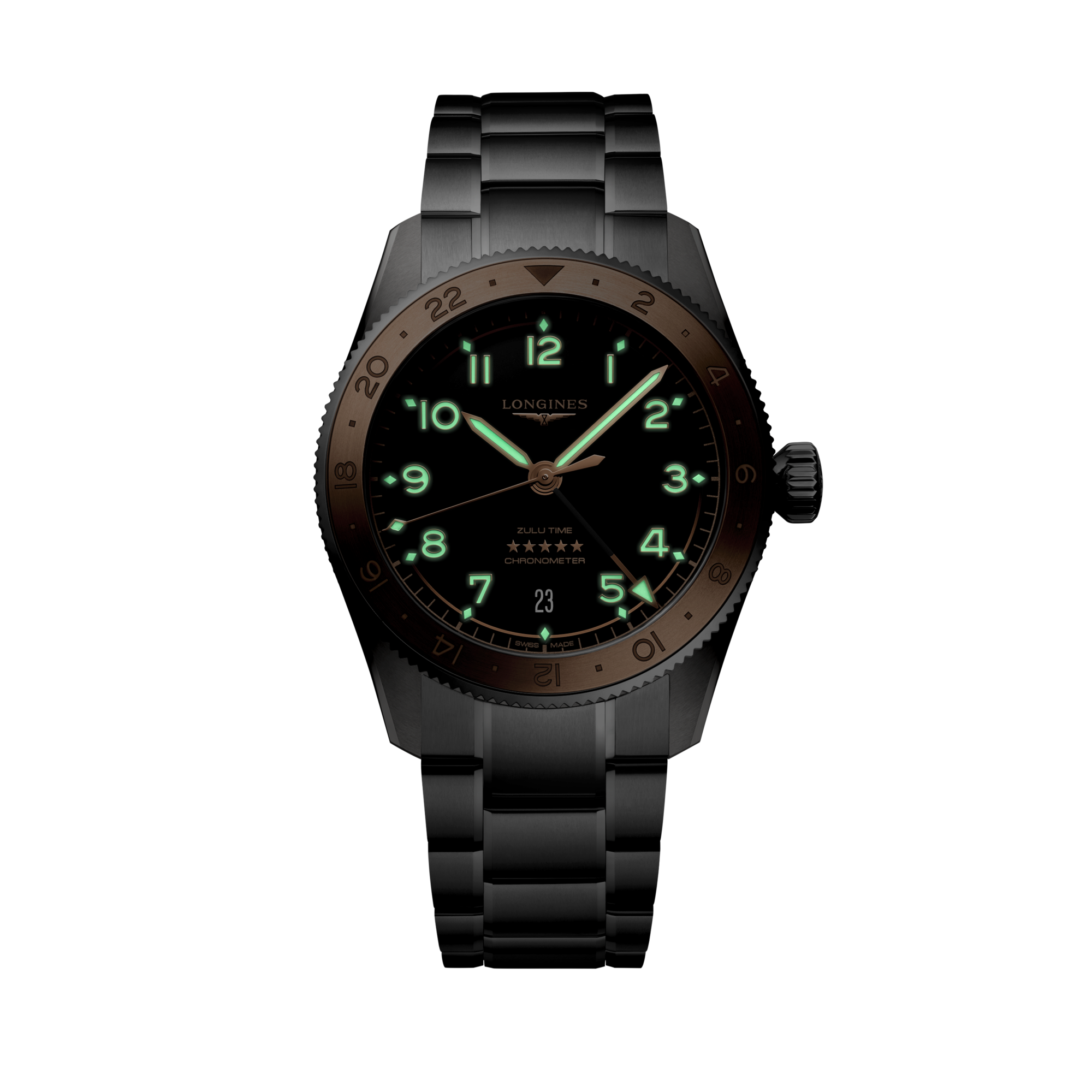 Longines Spirit Zulu Time L3.803.5.53.6 Automatic Watch Black Dial
