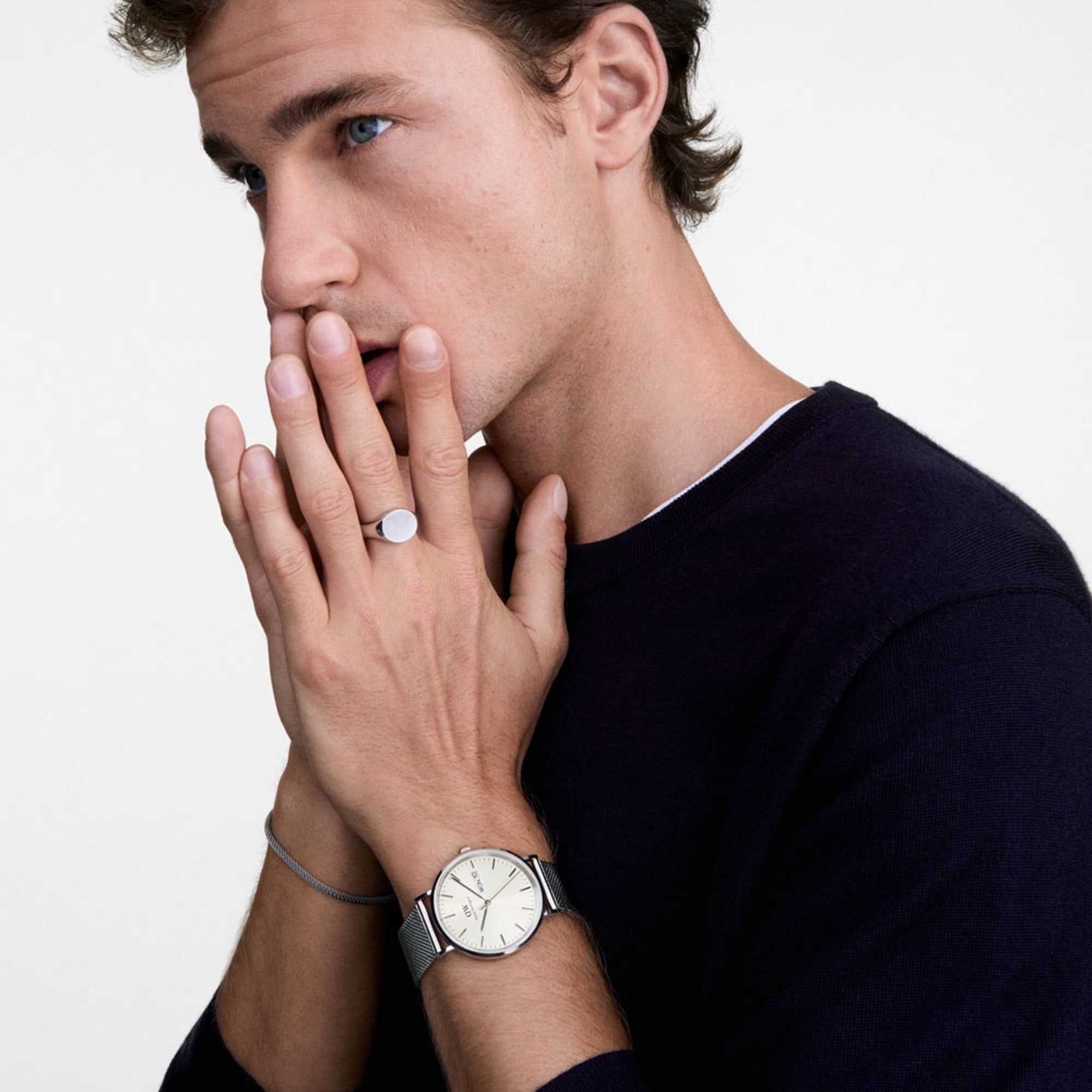 Daniel Wellington Bundle : Classic Day Display & Tide Bracelet Silver Set