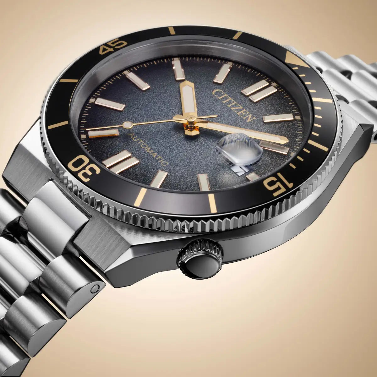 Citizen Tsuyosa Shore Timeslip Men's Stainless Steel Black Dial Watch