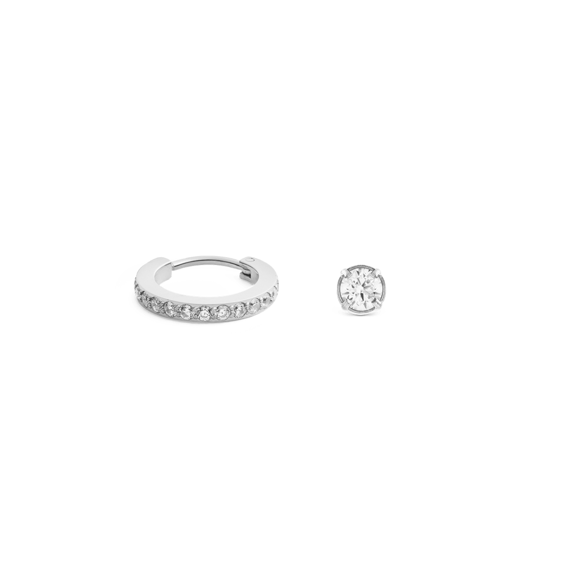 Daniel Wellington Bundle : Crystal Hoop + Stud Silver Set