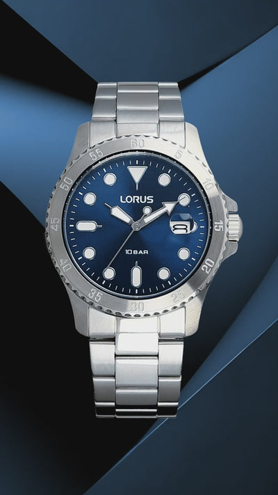 Lorus Sports RS967DX9 Men's 42mm Quartz Watch Dark Blue Sunray Dial
