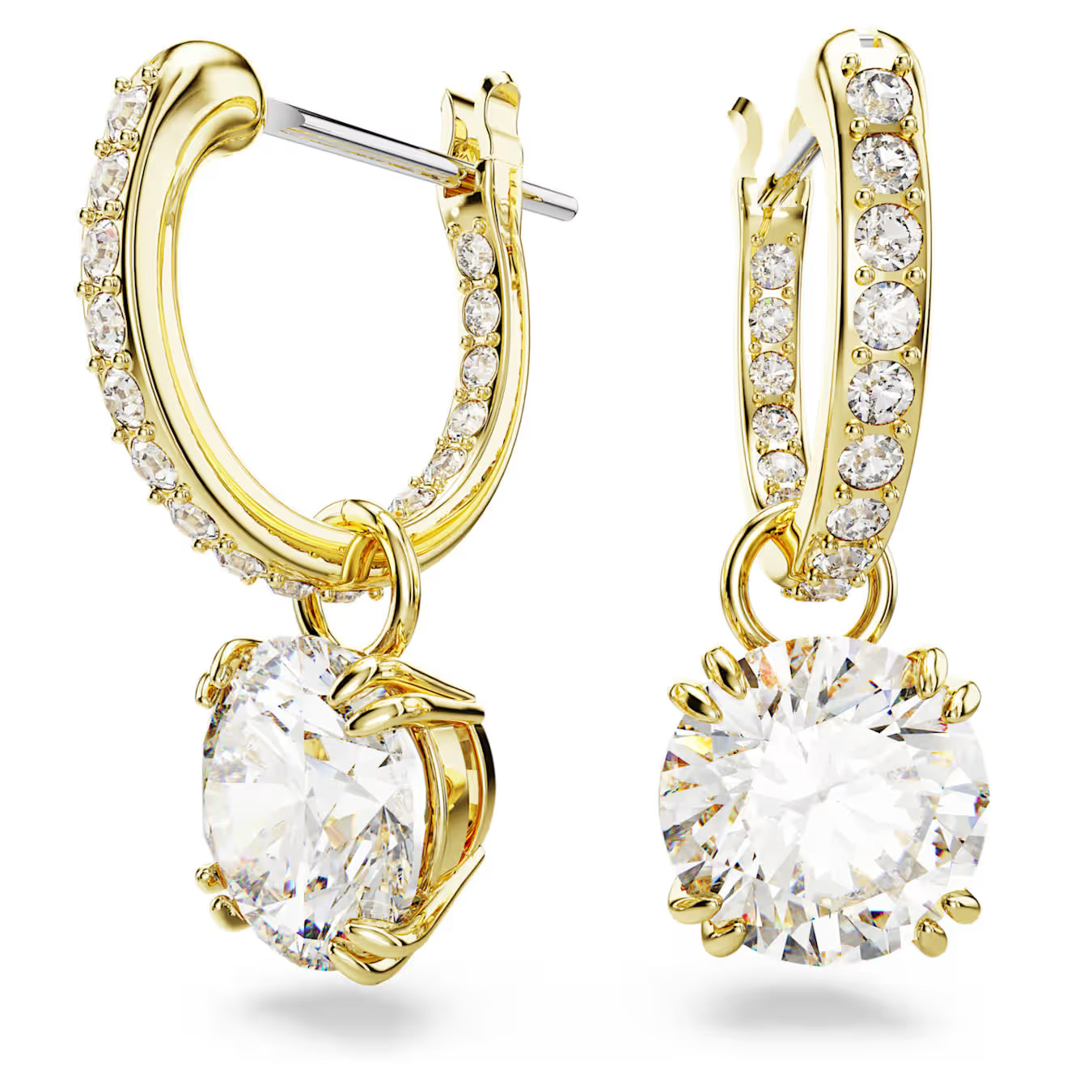 Swarovski Stilla Round Cut White Gold-Plated Drop Earrings