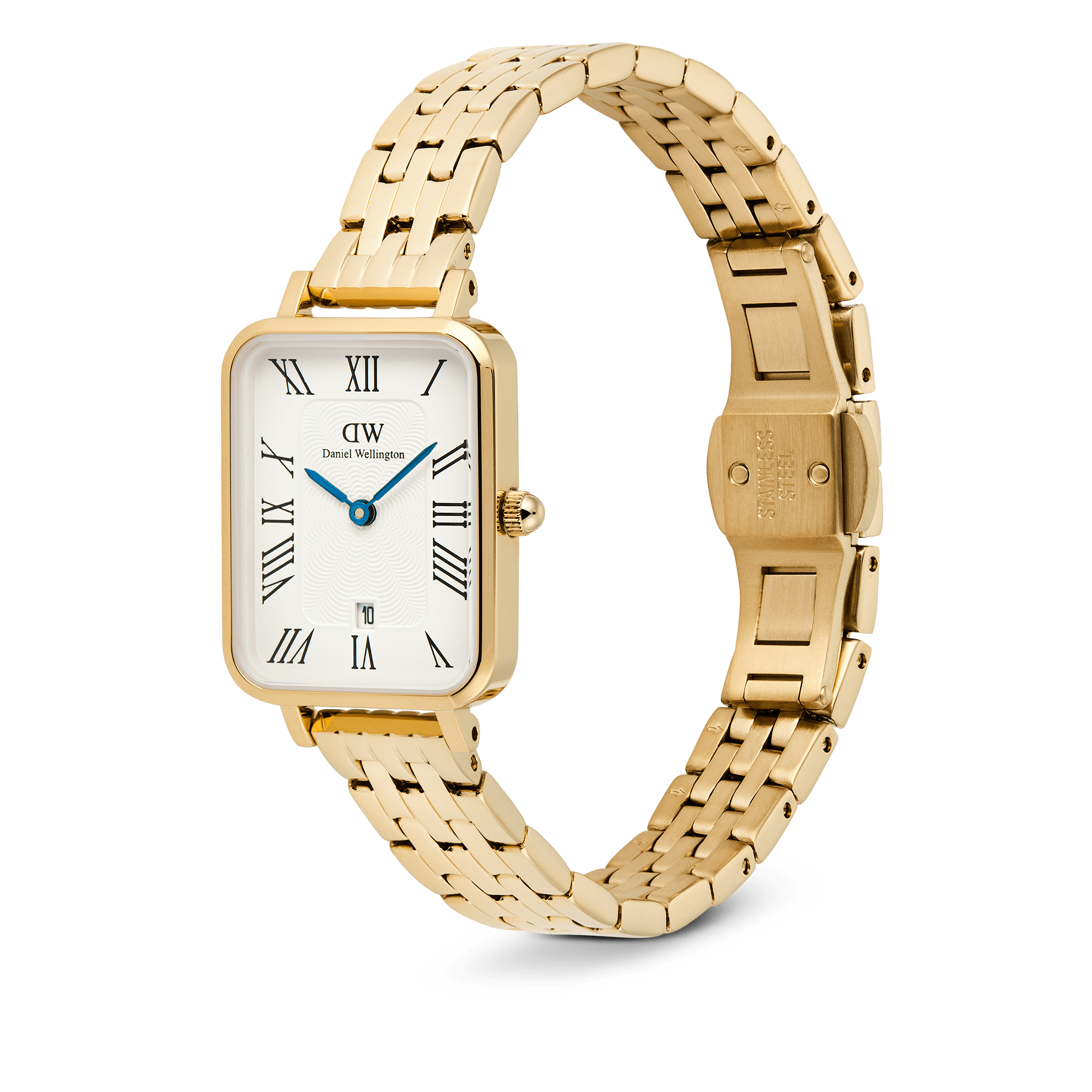 Daniel Wellington Bundle : Quadro Roman Numerals Date + Classic Lumine Bracelet Gold Set