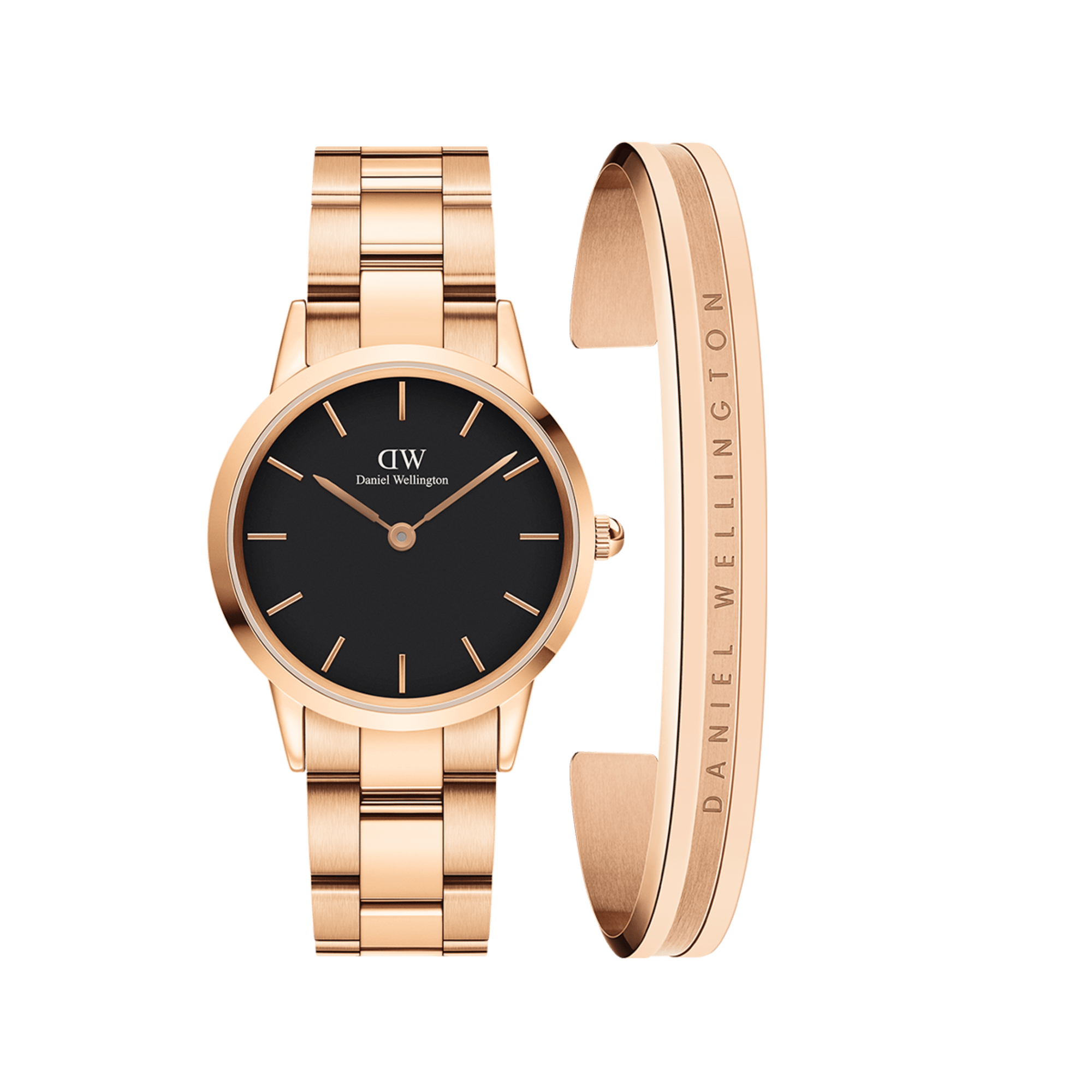 Daniel Wellington Bundle : Iconic Link Black + Elan Bracelet RG