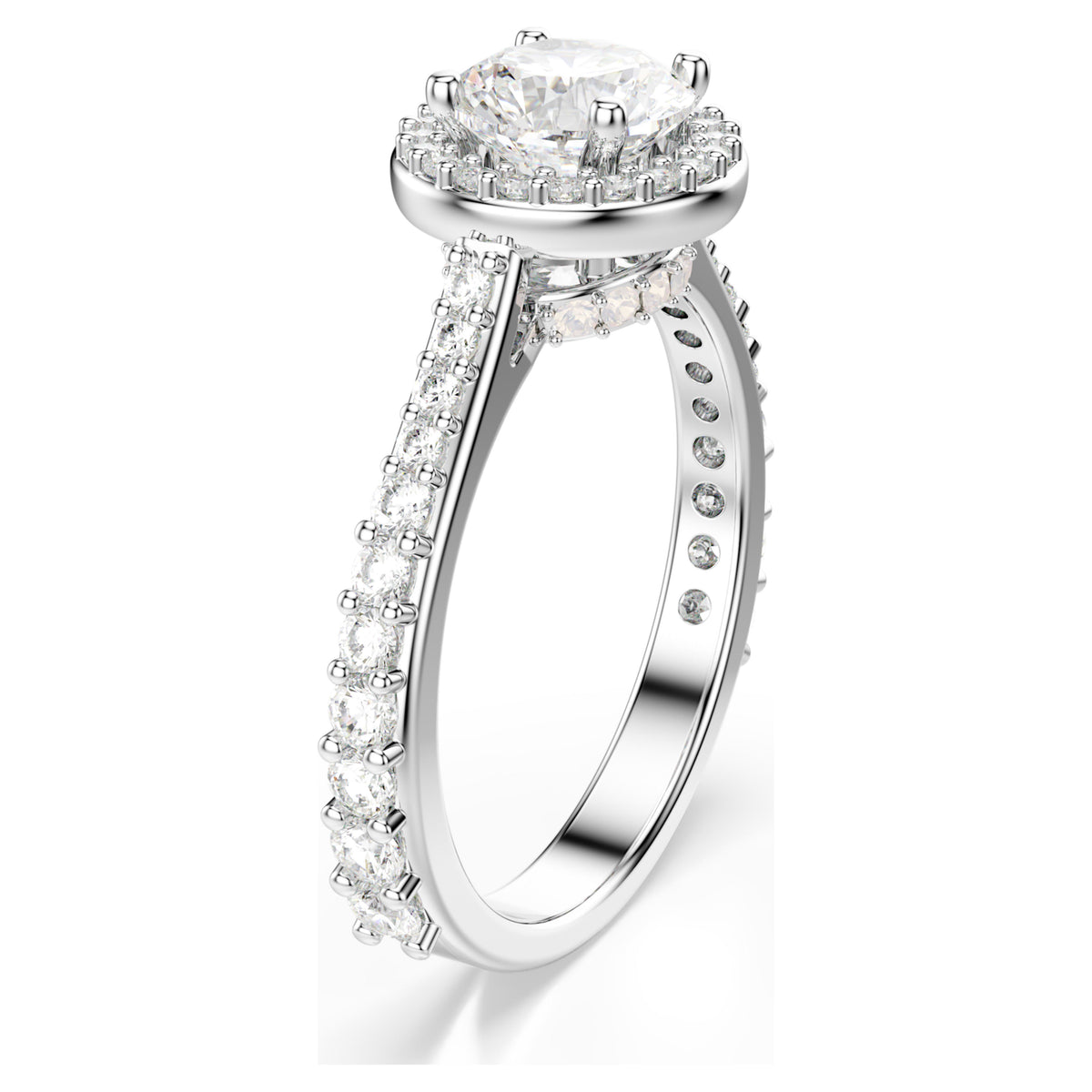 Swarovski Una Angelic Round Cut White Silver-Tone Finish Ring