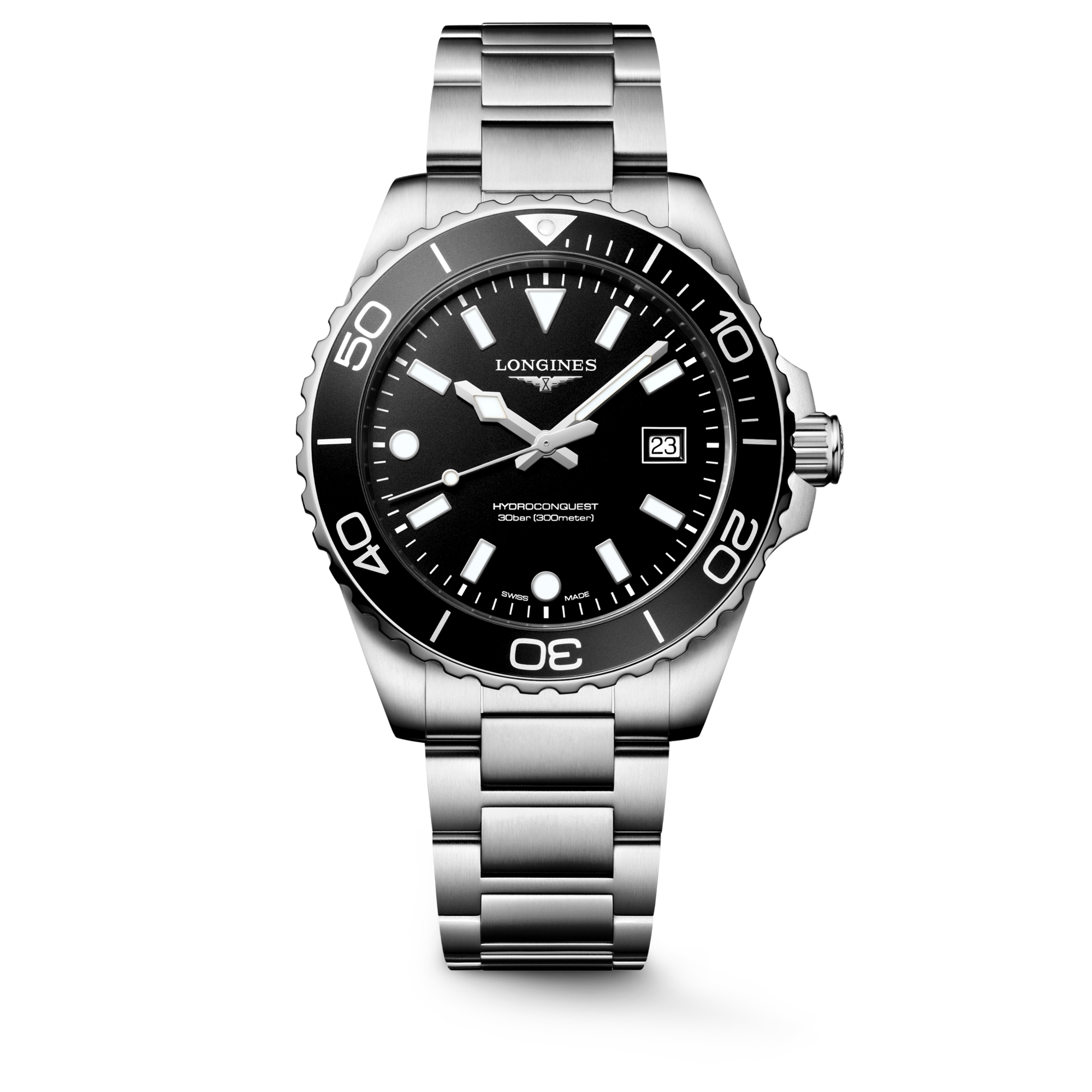 Longines HydroConquest L3.769.4.56.6 Quartz Watch Black Dial